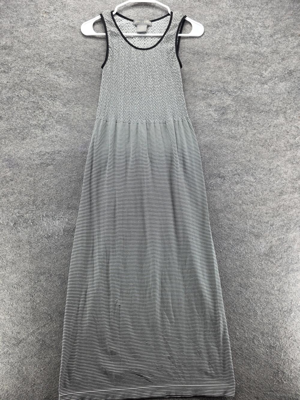 Lark + Grey Dress Womens S/M Gray Maxi Tank Scoop Neck Striped Jersey Stretch